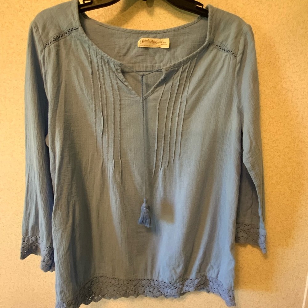 Faded Glory boho lightweight denim loose blouse